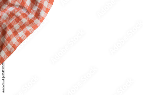 Part of orange checkered napkin, red and white untucked with transparencies, PNG format 
