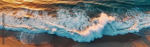 Ocean at high tide at sunset. Colored ocean waves, abstract. Generative AI ©  AKA-RA
