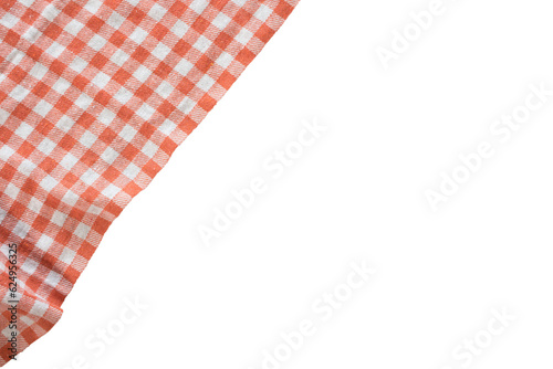 Part of orange checkered napkin, red and white untucked with transparencies, PNG format 