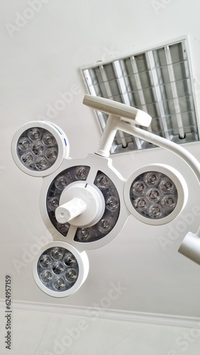 surgical lamp look from above with white background 