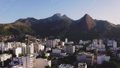 Aerial view of Pedra do Grajaú, in the Tijuca Forest National Park. The northern zone of Rio de Janeiro is home of large green area of Atlantic rainforest, an attraction for leisure and entertainment photo