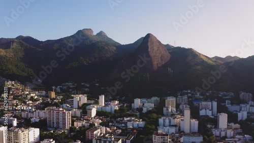 Aerial view of Pedra do Grajaú, in the Tijuca Forest National Park. The northern zone of Rio de Janeiro is home of large green area of Atlantic rainforest, an attraction for leisure and entertainment photo