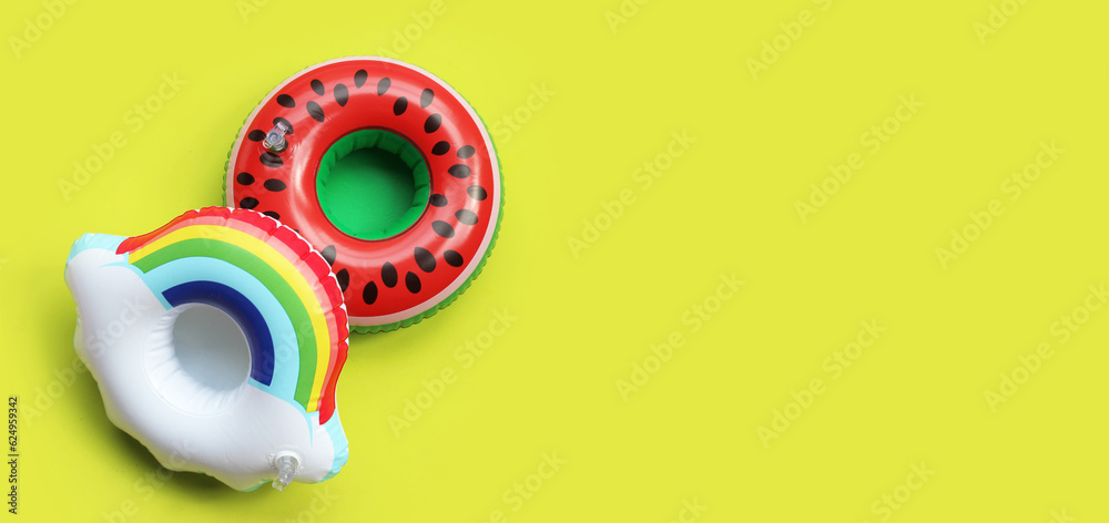 Rubber ring for swimming. Summer background concept