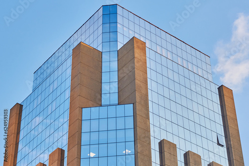 Santiago  Chile - 08 September 2022 - Exterior facade of a modern building in the city with an upward view