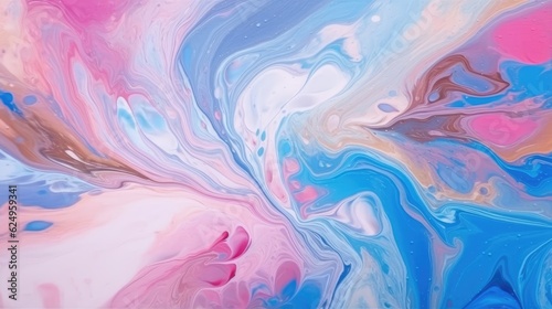Colorful pastel swirl of blue and pink marble  abstract background. Generative AI