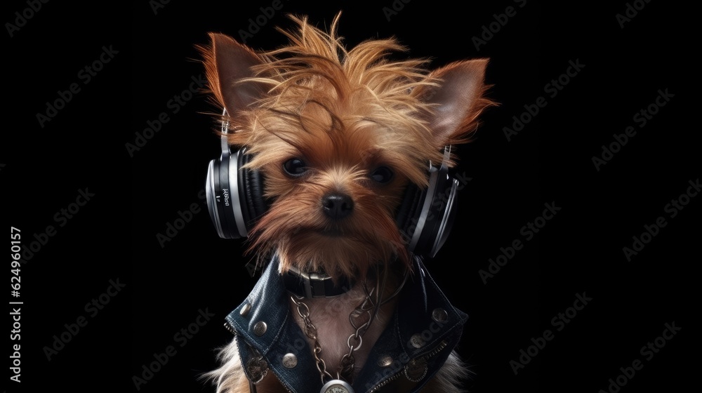 cute dog in punk rock style. Created with Generative AI. cute dog in punk rock style. Created with Generative AI.