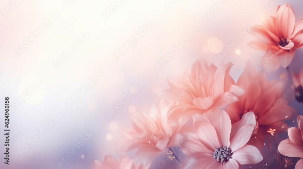 Unscharfes und undeutliches Hintergrund Bild mit Blumen mit Platz für Text oder Produkt