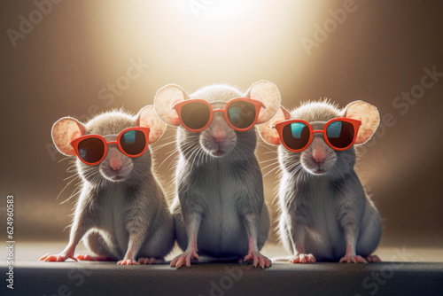 Three blind mine in sunglasses, Generative AI