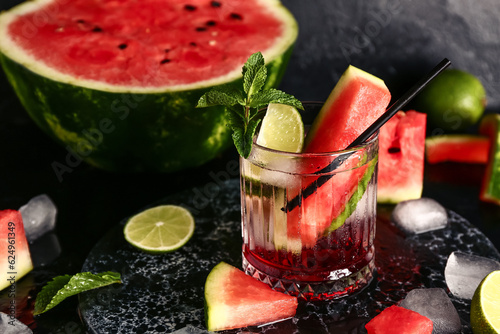 Glass of fresh watermelon l...