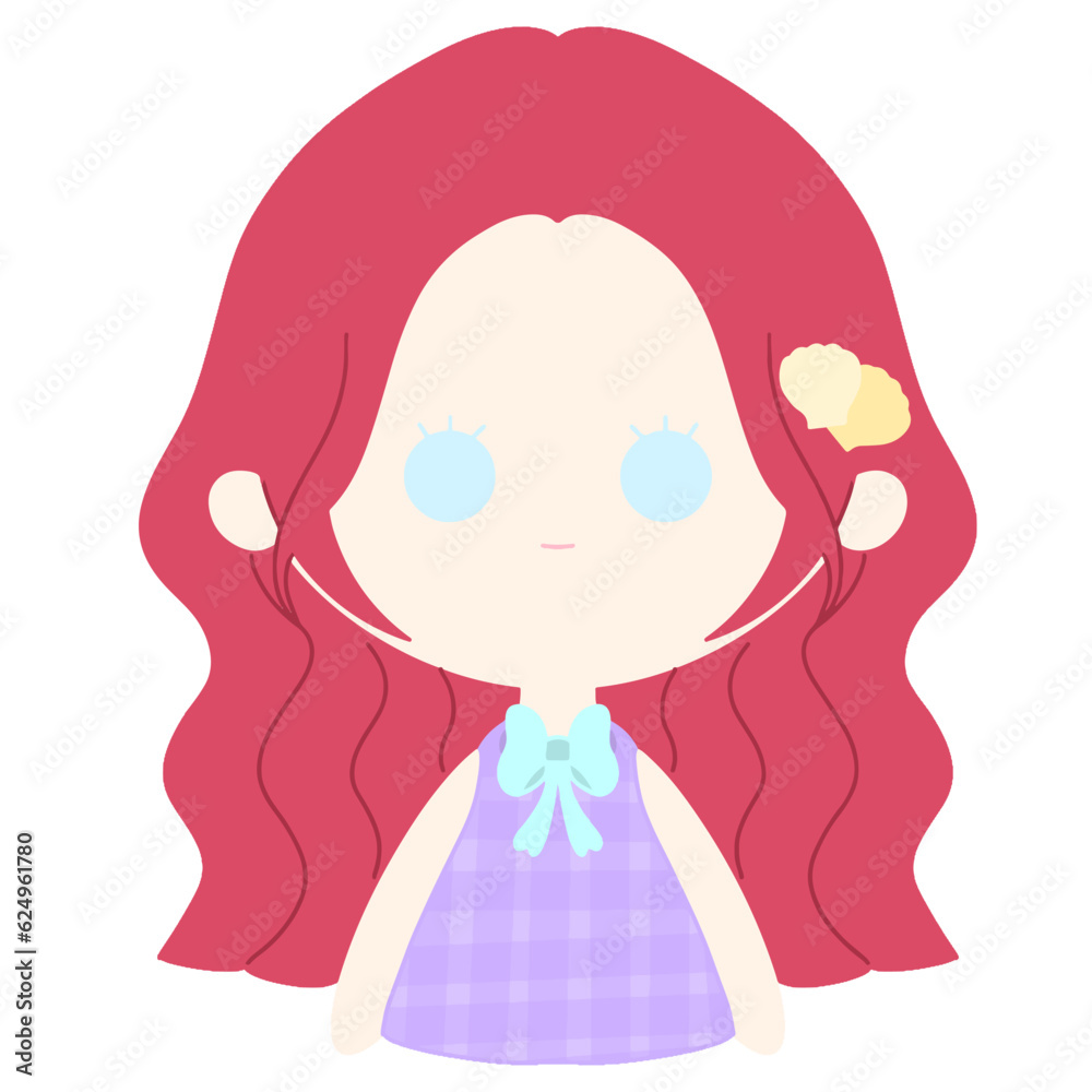 Fototapeta premium 2D drawing of children girls. faces of girls on white background.