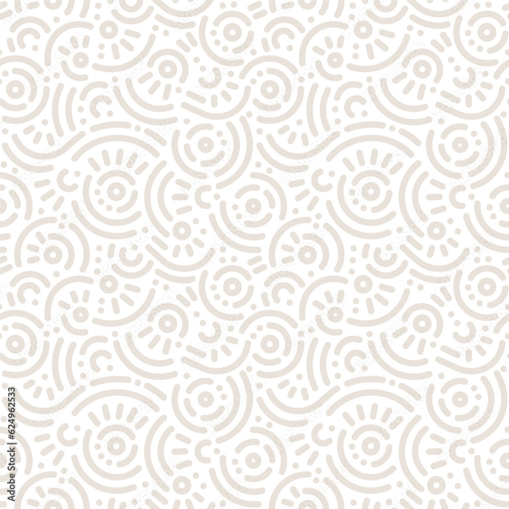 Fototapeta premium Seamless doodle geometric pattern. Abstract modern background with circles and curves. Hipster Memphis style.