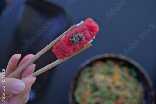 Savoring Delicious Red Tuna Nigiri - Culinary Delight