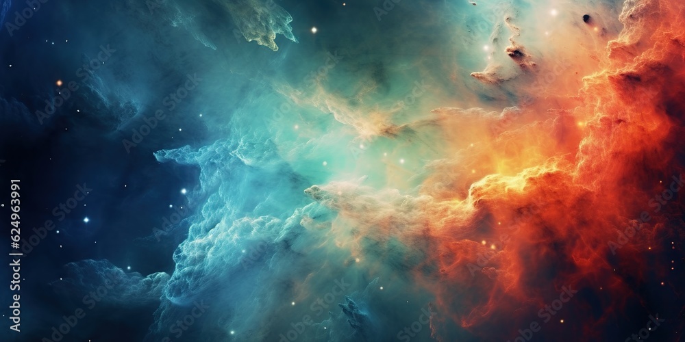 Colorful misty nebula in the outer space background