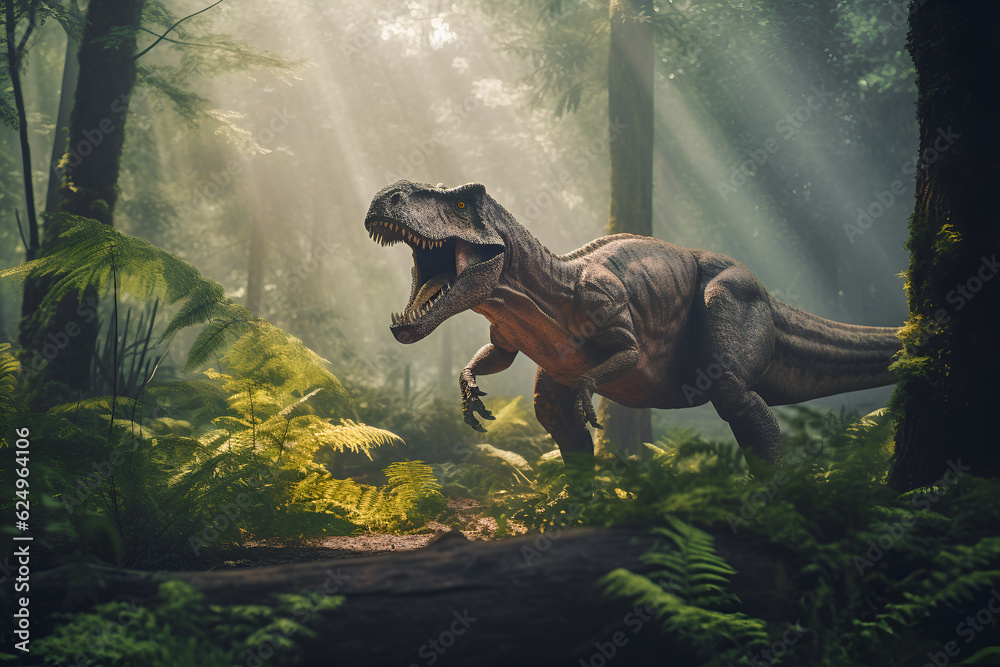 Tyrannosaurus Rex in the Prehistoric Forest: AI Generated Image Stock ...