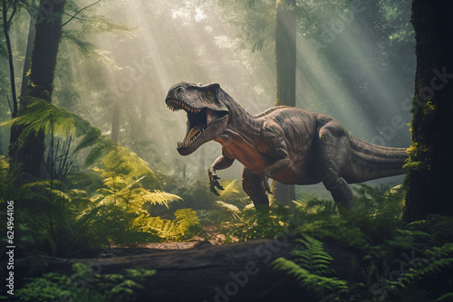 Tyrannosaurus Rex in the Prehistoric Forest  AI Generated Image