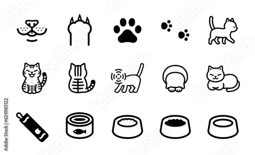 猫に関連するアイテムのベクターアイコンセット