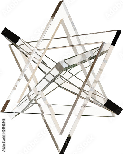 3d rendering. Abstract geometric shapes illustration. Modern minimal glass objects isolated on transparent background