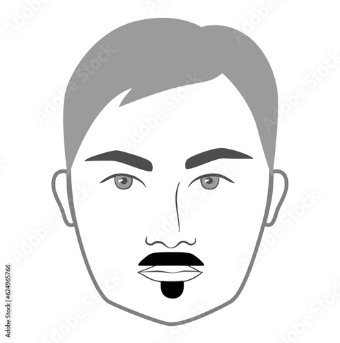 Lampshade with Soul Patch Beard style men in face illustration Facial hair mustache. Vector grey black portrait male Fashion template flat barber collection set. Stylish hairstyle isolated outline