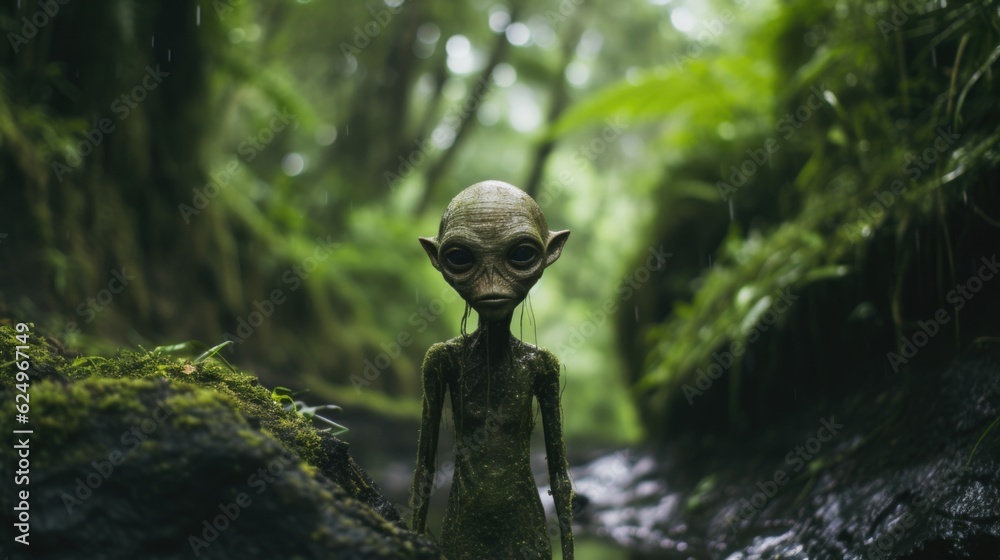 Enigmatic Shadows: Creepy Creature in the Rainy Jungle, Monsterous Ghost Alien Generative AI Enigmatic Shadows: Creepy Creature in the Rainy Jungle, Monsterous Ghost Alien Generative AI