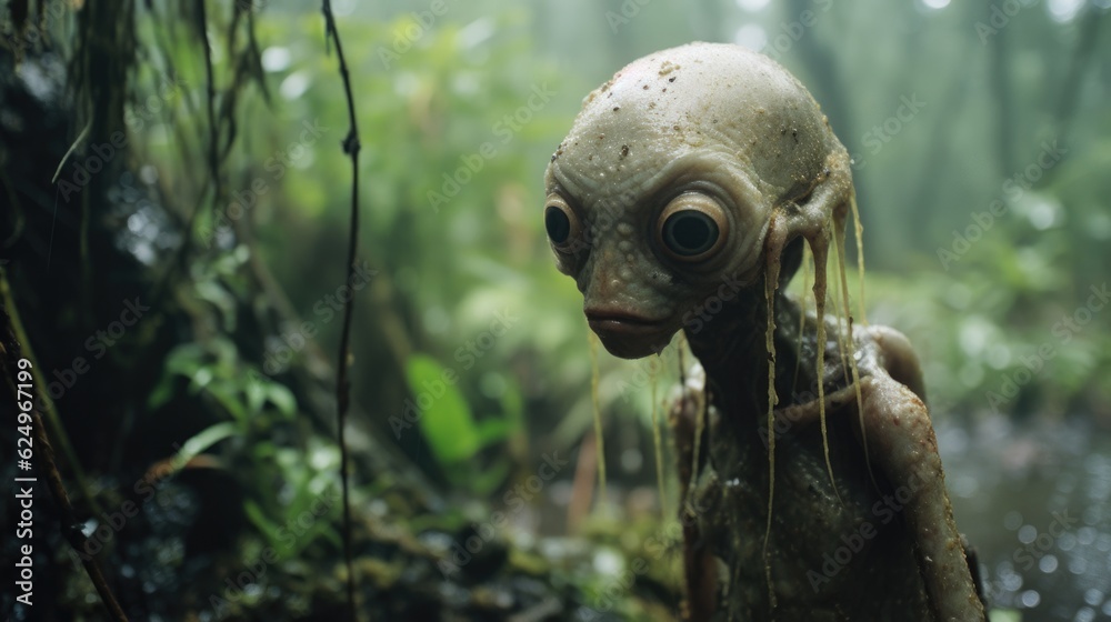 Enigmatic Shadows: Creepy Creature in the Rainy Jungle, Monsterous Ghost Alien Generative AI Enigmatic Shadows: Creepy Creature in the Rainy Jungle, Monsterous Ghost Alien Generative AI