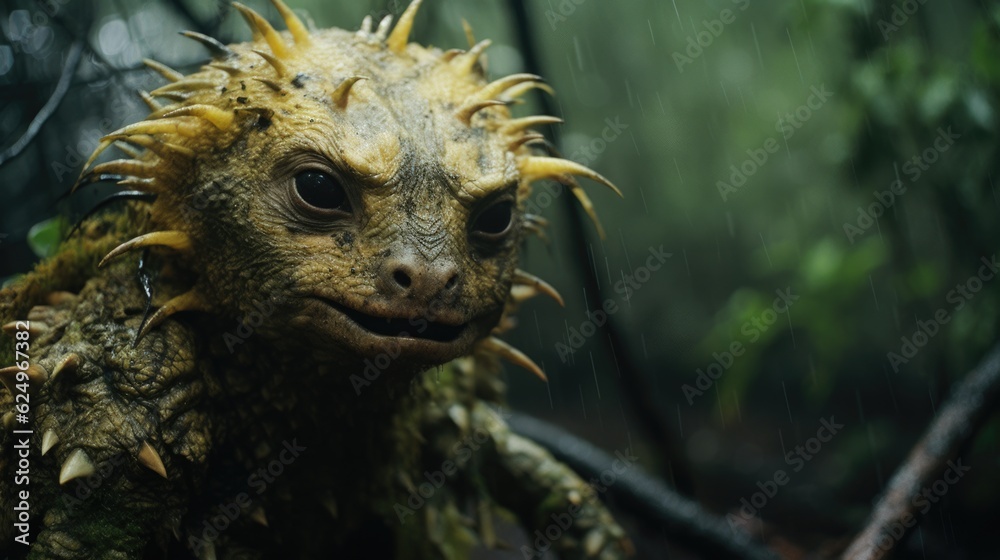 Enigmatic Shadows: Creepy Creature in the Rainy Jungle, Monsterous Ghost Alien Generative AI Enigmatic Shadows: Creepy Creature in the Rainy Jungle, Monsterous Ghost Alien Generative AI