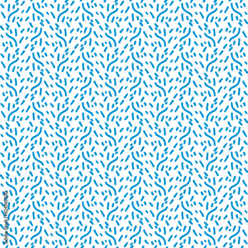 Blue Stripes and Strokes Seamless Pattern on White 