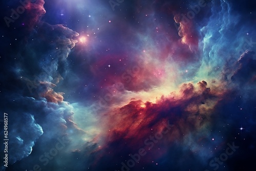 Colorful space galaxy cloud nebula. Stary night cosmos. © Sebastian