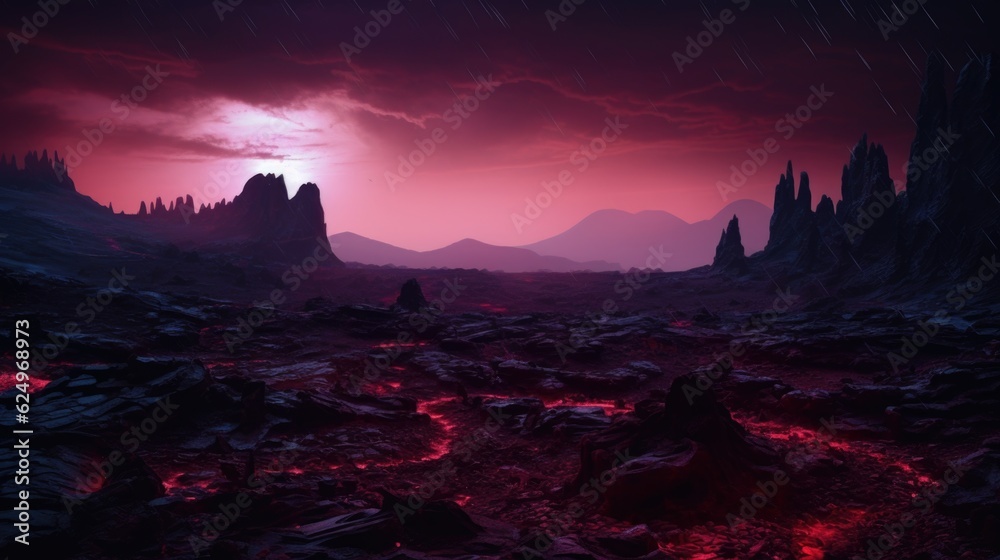 Neon Cosmos: Cyberpunk Alien Planet Landscape Captured in a Photograph Generative AI Neon Cosmos: Cyberpunk Alien Planet Landscape Captured in a Photograph Generative AI