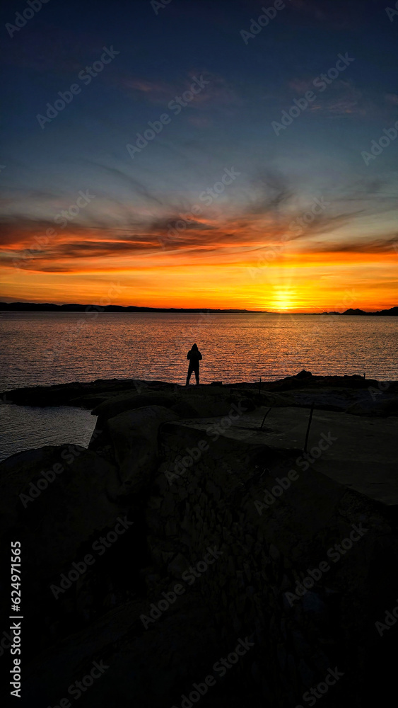 Fototapeta premium sunset sea sardinia alone freedom solitude 