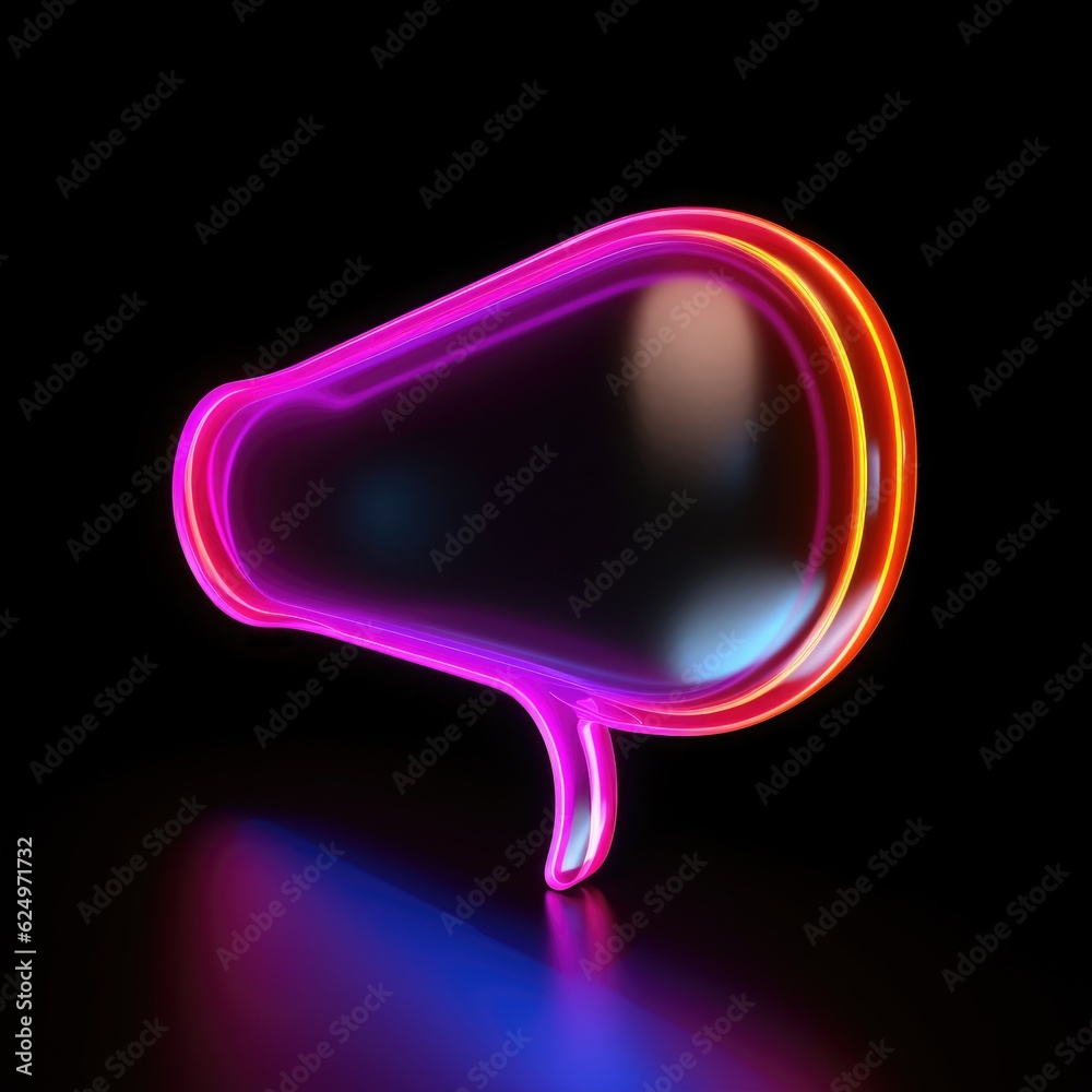 Luminous Conversations: Creative Neon Speech Bubble Icon 3D Render Isolated on Black Background Generative AI Luminous Conversations: Creative Neon Speech Bubble Icon 3D Render Isolated on Black Background Generative AI