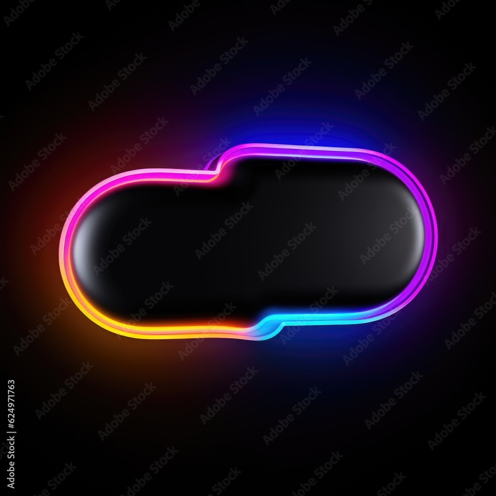 Luminous Conversations: Creative Neon Speech Bubble Icon 3D Render Isolated on Black Background Generative AI