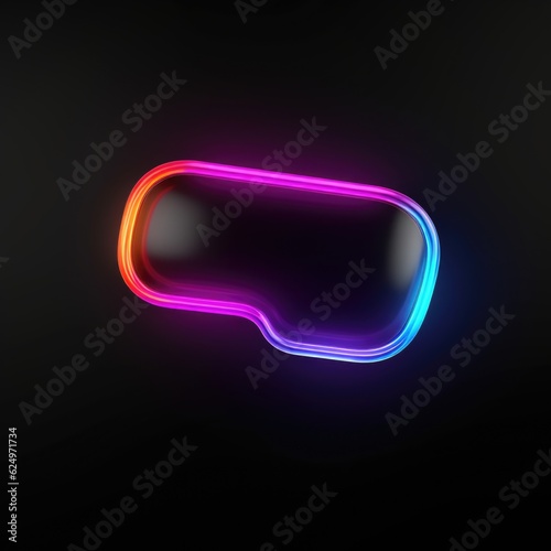 Luminous Conversations: Creative Neon Speech Bubble Icon 3D Render Isolated on Black Background Generative AI