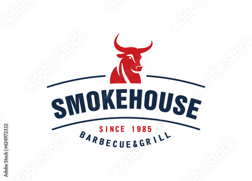 Steak House Typography Label. Premium Quality Emblems, Trendy design. Logo Template. Vector Illustration.