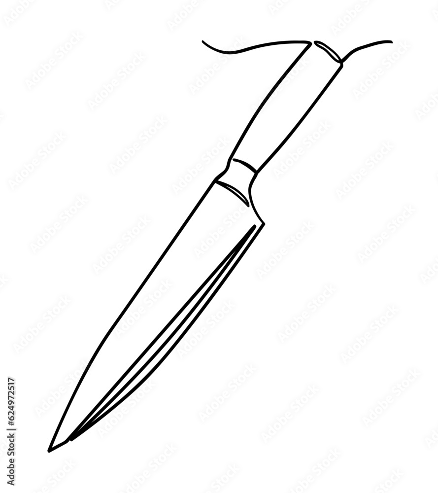 simple vector kitchen knife, line art, continuous, isolated on white simple vector kitchen knife, line art, continuous, isolated on white