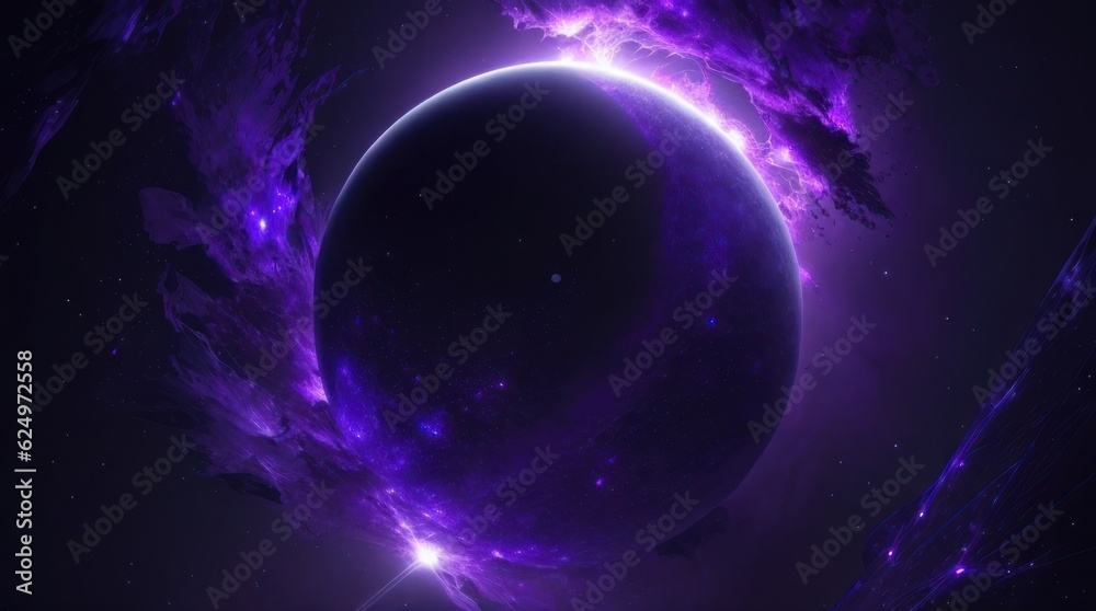 Obraz premium Planet in space with stars and nebula