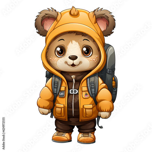 Cute Animal With Backpack Illustration photo