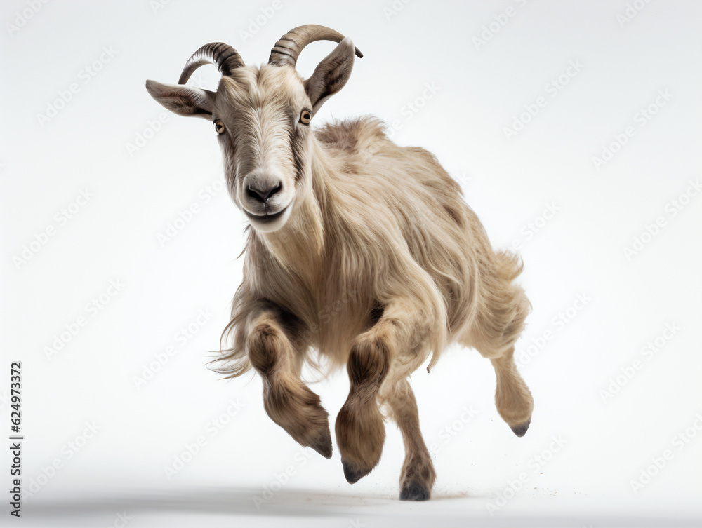 Goat jumping on a white background Goat jumping on a white background
