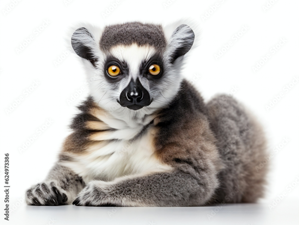 Lemur lay on a white background