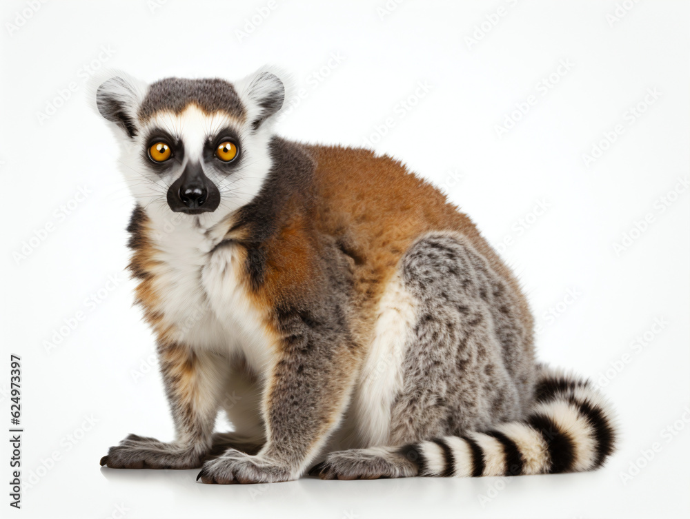 Lemur sat on a white background Lemur sat on a white background