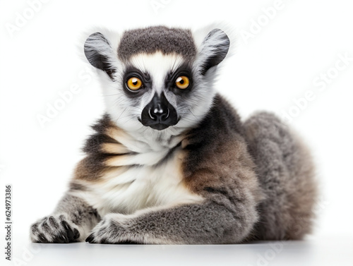 Lemur lay on a white background