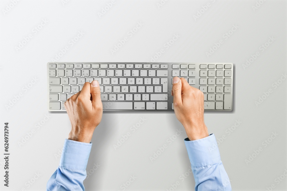 Business person hands on the computer keyboard Business person hands on the computer keyboard