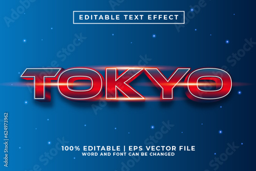 Tokyo 3d Editable Text Effect Cartoon Style Premium Vector