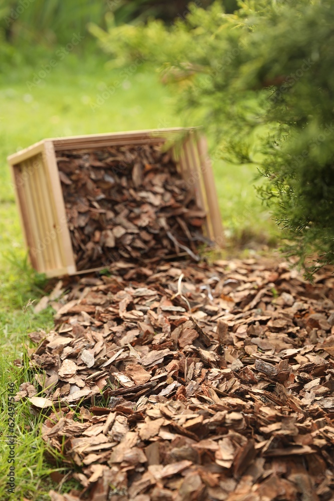 custom made wallpaper toronto digitalWooden box with bark chips in garden