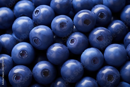 Background with beautiful and tasty blueberries with water drops. Generative AI