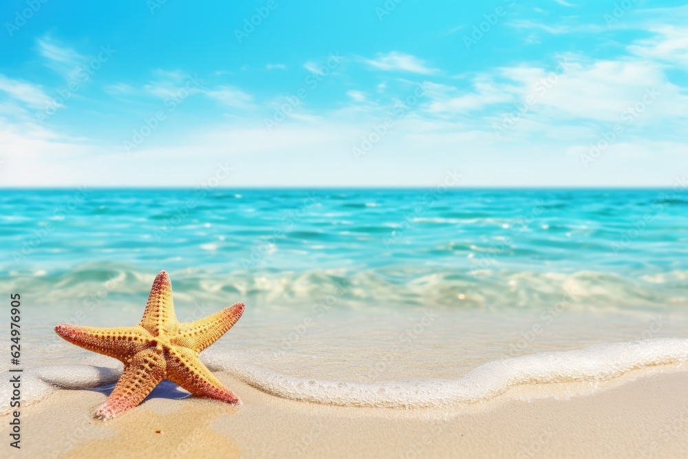 Landscape with starfish on the beach. Generative AI Landscape with starfish on the beach. Generative AI