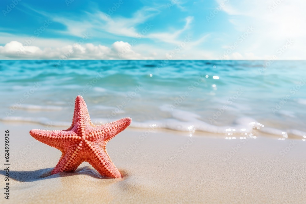 Landscape with starfish on the beach. Generative AI Landscape with starfish on the beach. Generative AI