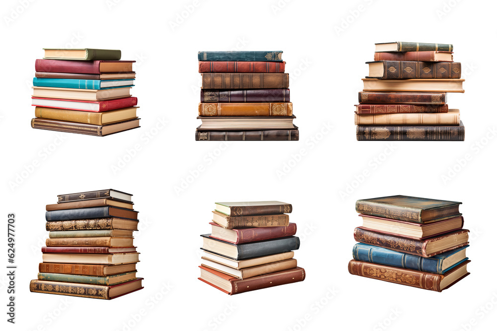 a pile of old books collection isolated on a transparent background a pile of old books collection isolated on a transparent background