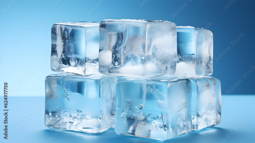 ice cube on light blue background Generative AI ice cube on light blue background Generative AI