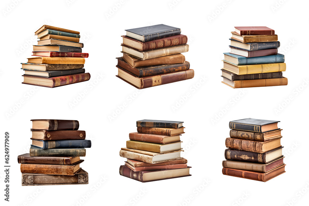a pile of old books collection isolated on a transparent background a pile of old books collection isolated on a transparent background