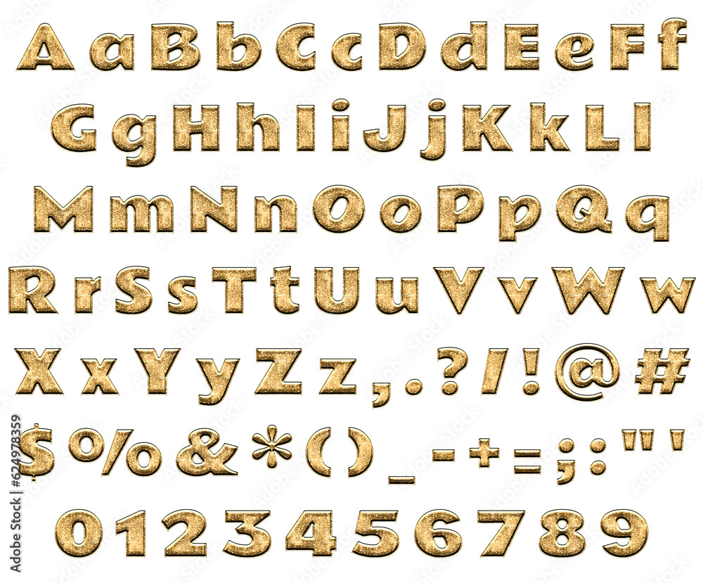 Alphabet, Set, Letters, Numbers, Letter,..Number, Decorative, Fancy, Fun, Font, 3D,..Text, ABC, Gold, Glitter, Shiny